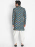Vastramay Men's Dark Green Silk Blend Sherwani Set